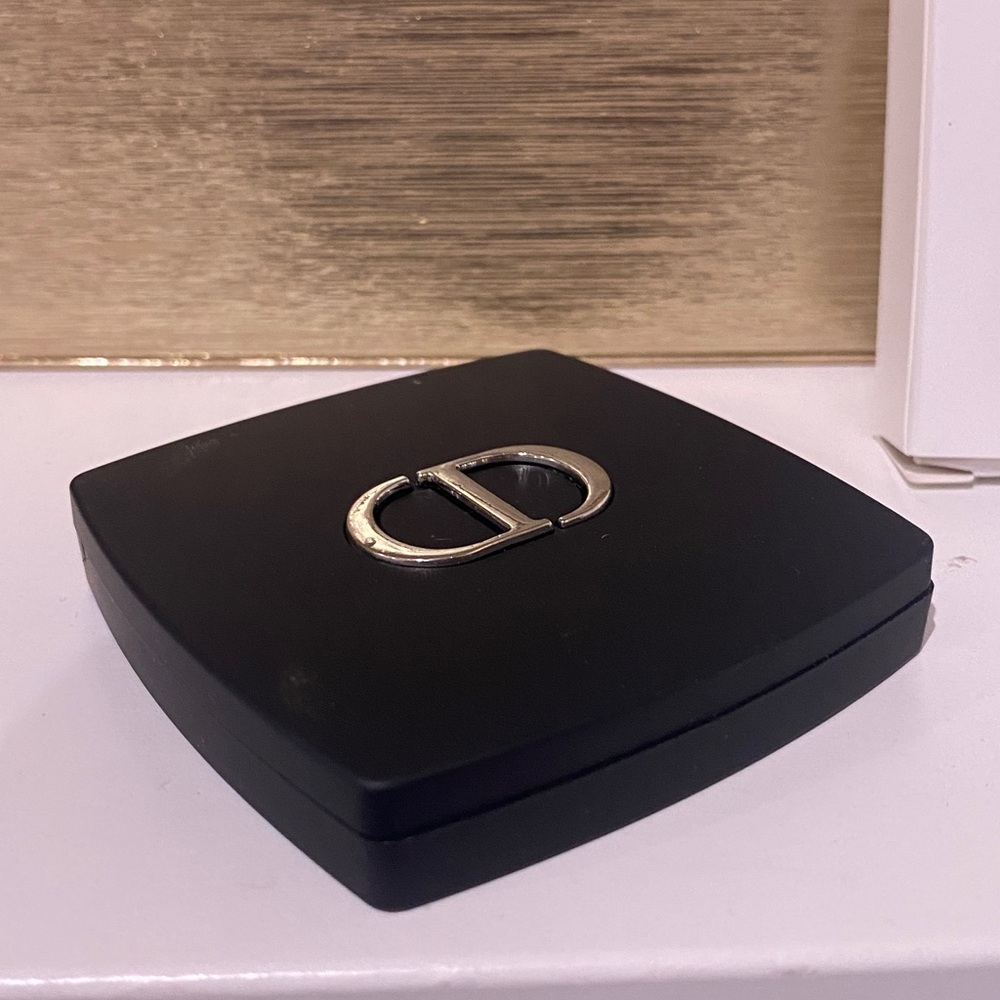 Dior Matte Black Compact Mirror with Silver CD Logo